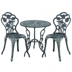 ГрадинскиКомплект маса с 2 стола , дизайн shabby chic Ø 60cm x 67 cm, ковано желязо, Зелен - Seturi pentru exterior