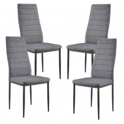 Комплект от 4 броя столове за трапезария Текстил, Сиви, 96 x 43 x 52 cm - Scaune de dining
