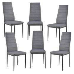 Комплект от 6 броя столове за трапезария Текстил, Сиви, 96 x 43 x 52 cm - Scaune de dining