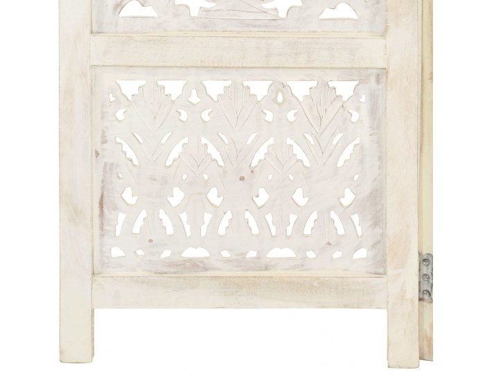 Sonata H Ръчно резбован параван, 5 панела, бял, 200x165 cм, манго масив