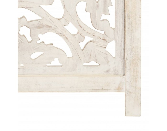 Sonata H Ръчно резбован параван, 3 панела, бял, 120x165 cм, манго масив