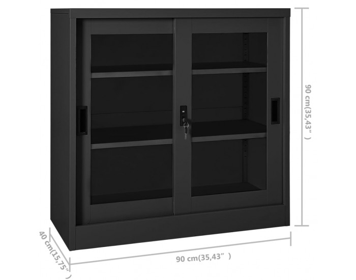 Sonata H Шкаф с плъзгаща врата, антрацит, 90x40x90 см, стомана