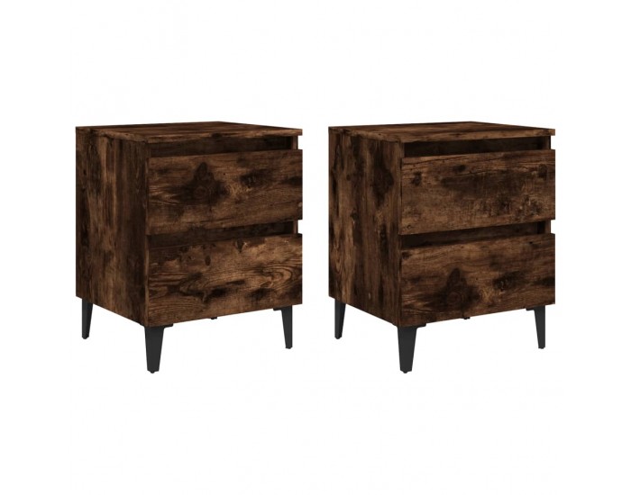 Sonata H Нощни шкафчета с метални крака 2 бр опушен дъб 40x35x50 см