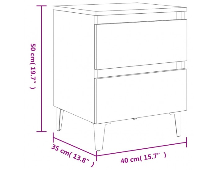 Sonata H Нощни шкафчета с метални крака 2 бр опушен дъб 40x35x50 см