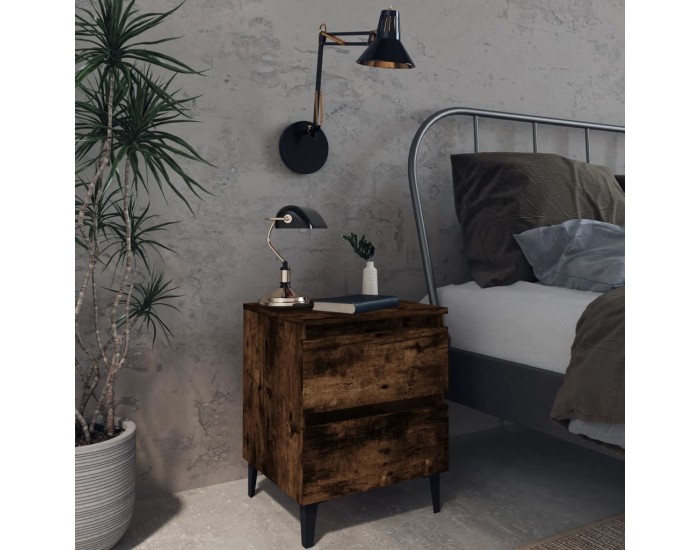 Sonata H Нощни шкафчета с метални крака 2 бр опушен дъб 40x35x50 см
