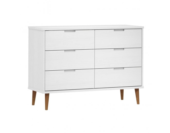 Sonata H Шкаф с чекмеджета MOLDE, бял, 113x40x80 см, борово дърво масив