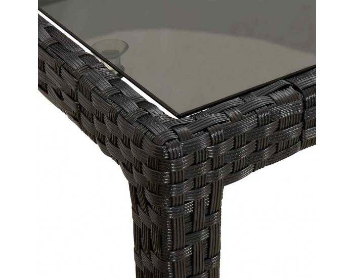Sonata H Градинска маса за хранене Черно 150 x 90 x 75 cm Полиратан