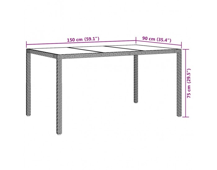 Sonata H Градинска маса за хранене Бяло 150 x 90 x 75 cm Полиратан