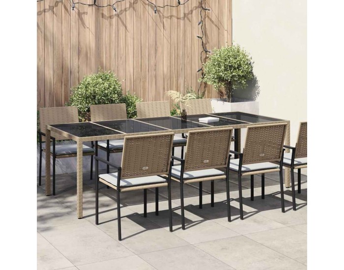 Sonata H Градинска маса за хранене Бежово 250 x 100 x 75 см Полиратан