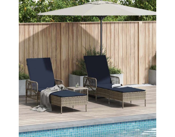 Sonata H Шезлонг с възглавница 2 pcs Сив 35 x 35 x 32см полиратан