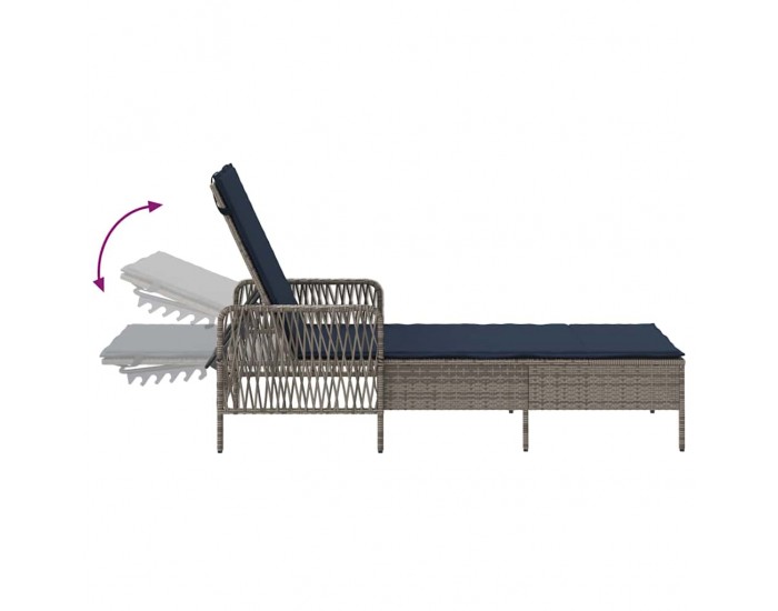 Sonata H Шезлонг с възглавница 2 pcs Сив 35 x 35 x 32см полиратан