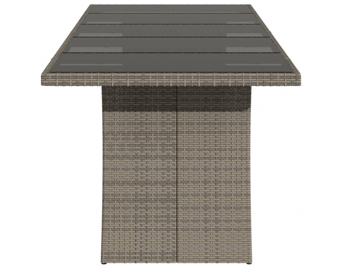 Sonata H Градинска маса със стъклен плот сива 240x90x75 см полиратан