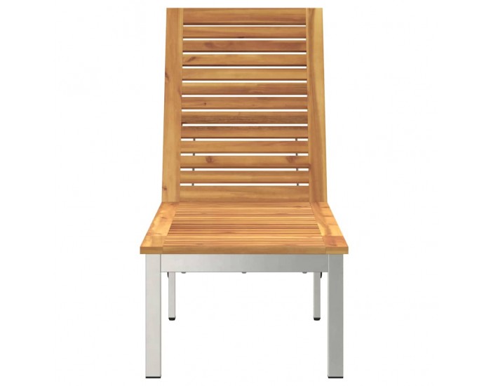 Sonata H Шезлонг Кафяво 207 x 58 x 35 см Масивна акациева дървесина