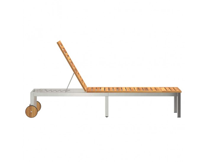 Sonata H Шезлонг Кафяво 207 x 58 x 35 см Масивна акациева дървесина