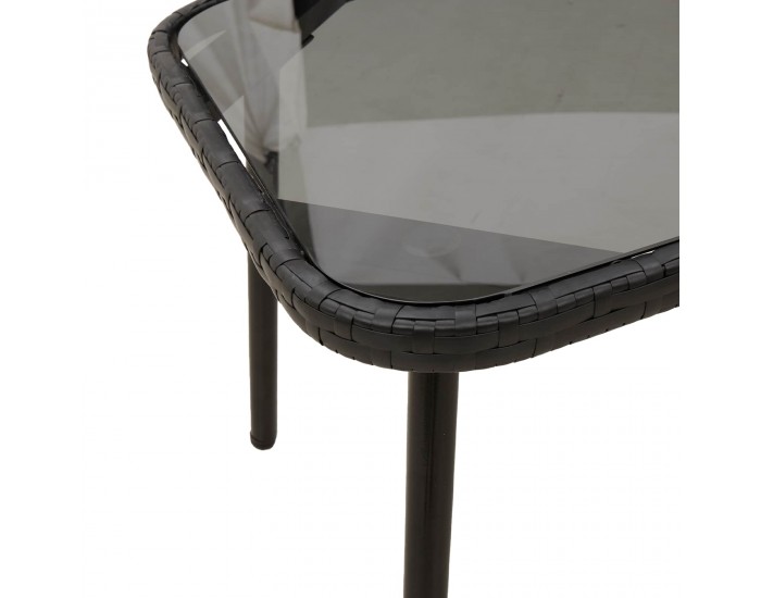 Sonata H Масичка за кафе Черно 90 x 45 x 43 см Поли ротанг, стъкло
