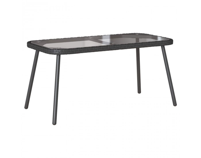 Sonata H Масичка за кафе Черно 90 x 45 x 43 см Поли ротанг, стъкло