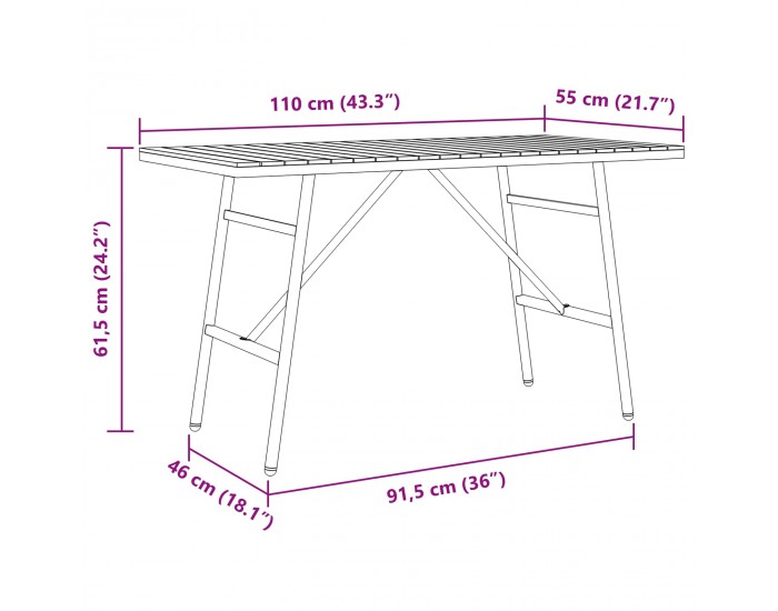 Sonata H Трапезна маса Кафяво 110 x 55 x 62 см