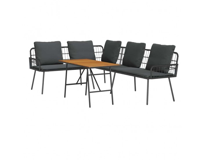 Sonata H 2 частен градински диван комплект с възглавници Черен полиратан