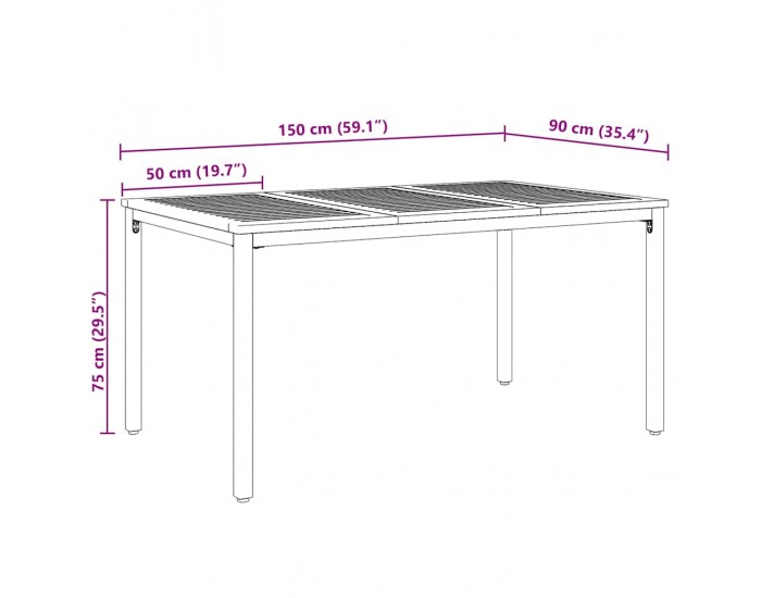 Sonata H Открити маси Естествено и сиво 150 x 90 x 75 cm