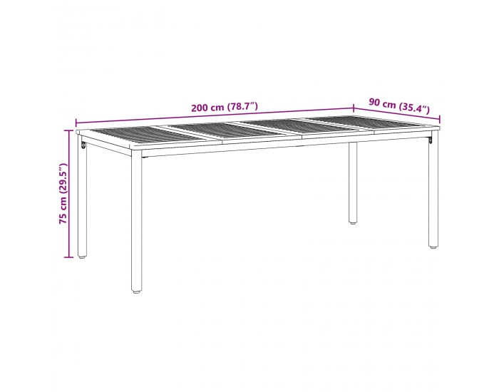 Sonata H Открити маси Естествено и сиво 200 x 90 x 75 cm