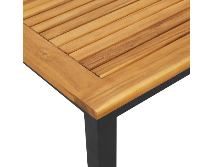 Sonata H Шезлонг Черно 200 x 55 x 35 см Масивна акациева дървесина