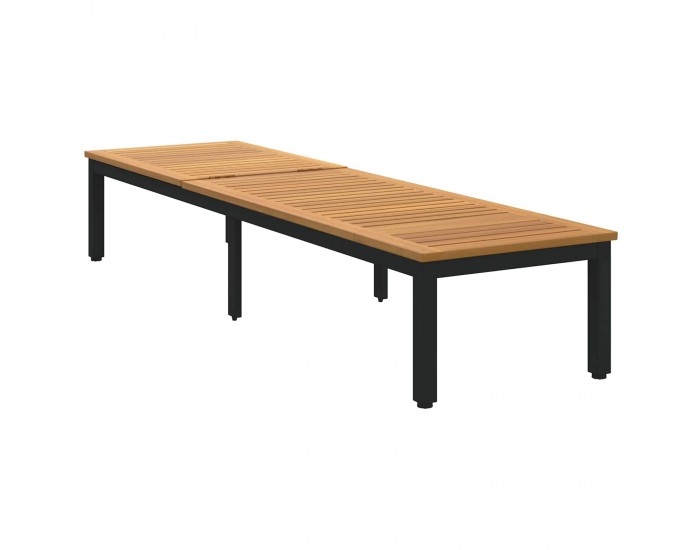 Sonata H Шезлонг Черно 200 x 55 x 35 см Масивна акациева дървесина