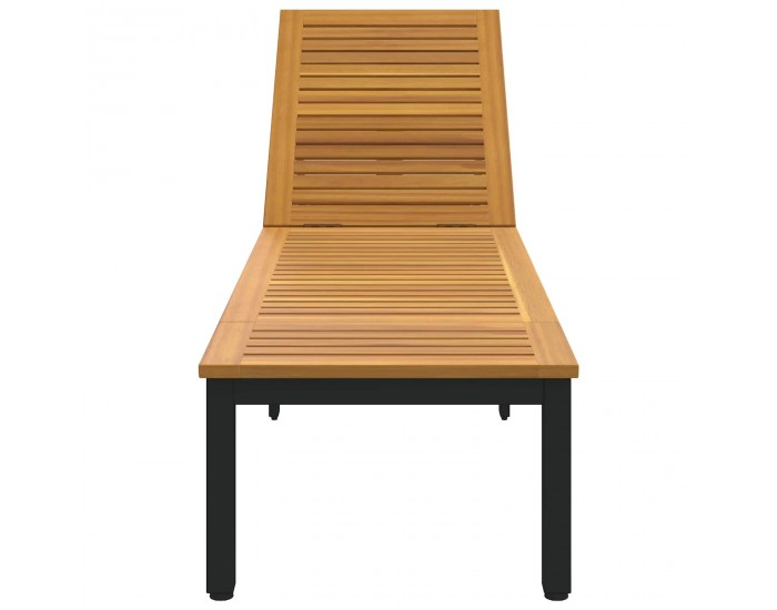 Sonata H Шезлонг Черно 200 x 55 x 35 см Масивна акациева дървесина