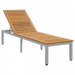 Sonata H Шезлонг 1-човек Сив 200 x 55 x 35 см Масивна акациева дървесина - Șezlonguri