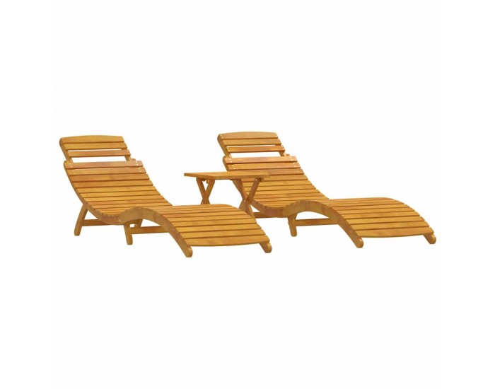 Sonata H Шезлонг 3 pcs Кафяво 40 x 40 x 40cm Масивна акациева дървесина