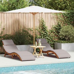 Sonata H Шезлонг 2 pcs Таупе 184 x 55 x 64 см Масивна акациева дървесина - Șezlonguri