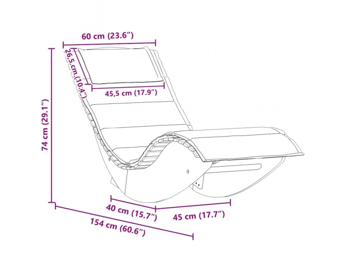 Sonata H Шезлонг с възглавница 2-човек 2 pcs Кафяво 60 x 154 x 74 см