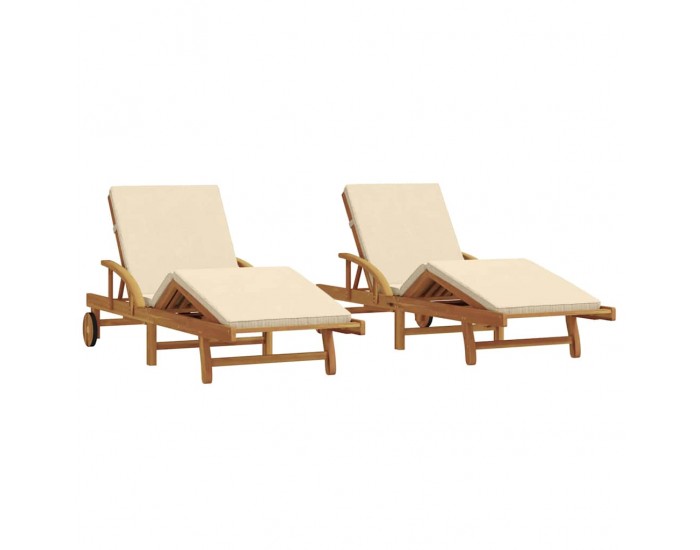 Sonata H Шезлонг 2 pcs Бежово 200 x 67 x 84cm Масивна акациева дървесина