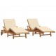Sonata H Шезлонг 2 pcs Бежово 200 x 67 x 84cm Масивна акациева дървесина