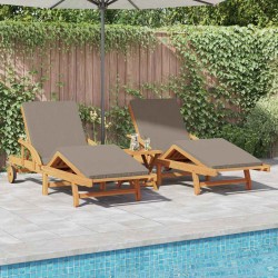 Sonata H Шезлонг 2 pcs Таупе 200 x 67 x 84cm Масивна акациева дървесина - Șezlonguri