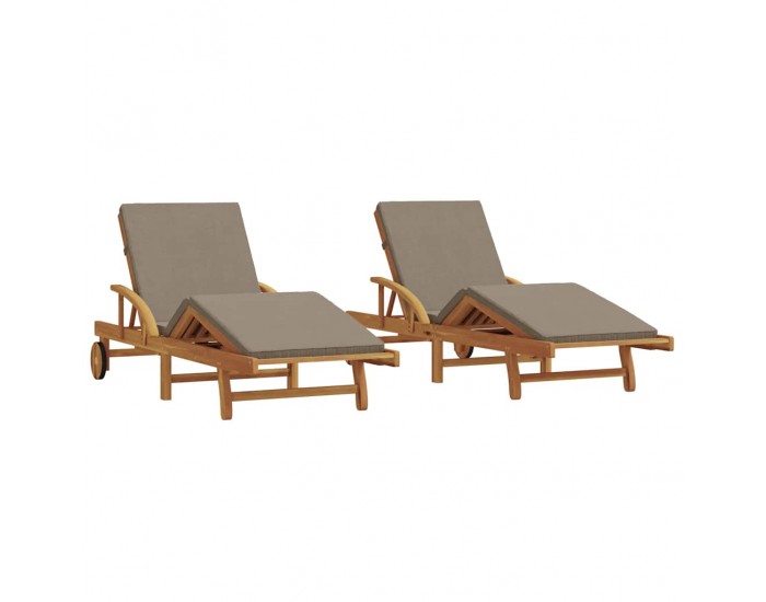 Sonata H Шезлонг 2 pcs Таупе 200 x 67 x 84cm Масивна акациева дървесина
