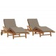 Sonata H Шезлонг 2 pcs Таупе 200 x 67 x 84cm Масивна акациева дървесина