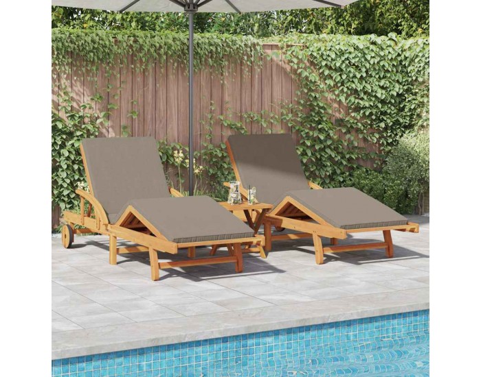 Sonata H Шезлонг 3 pcs Таупе 40 x 40 x 40cm Масивна акациева дървесина