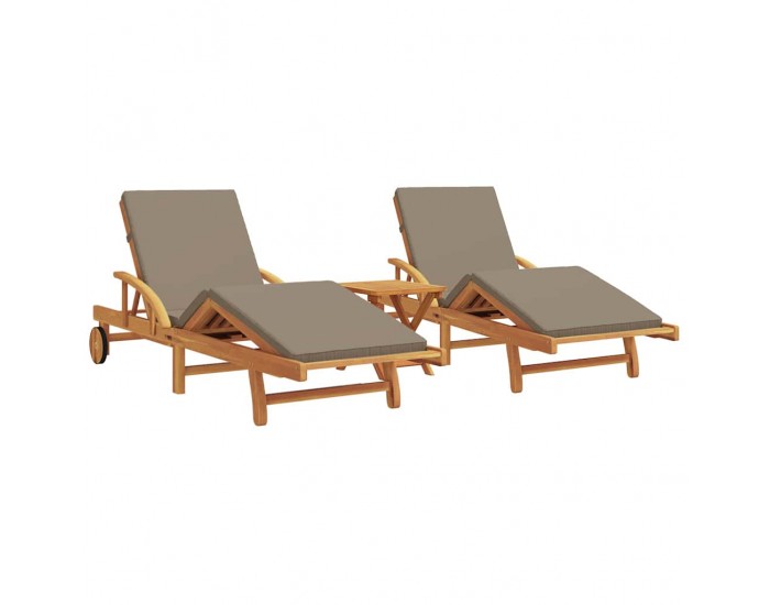 Sonata H Шезлонг 3 pcs Таупе 40 x 40 x 40cm Масивна акациева дървесина