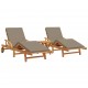 Sonata H Шезлонг 3 pcs Таупе 40 x 40 x 40cm Масивна акациева дървесина