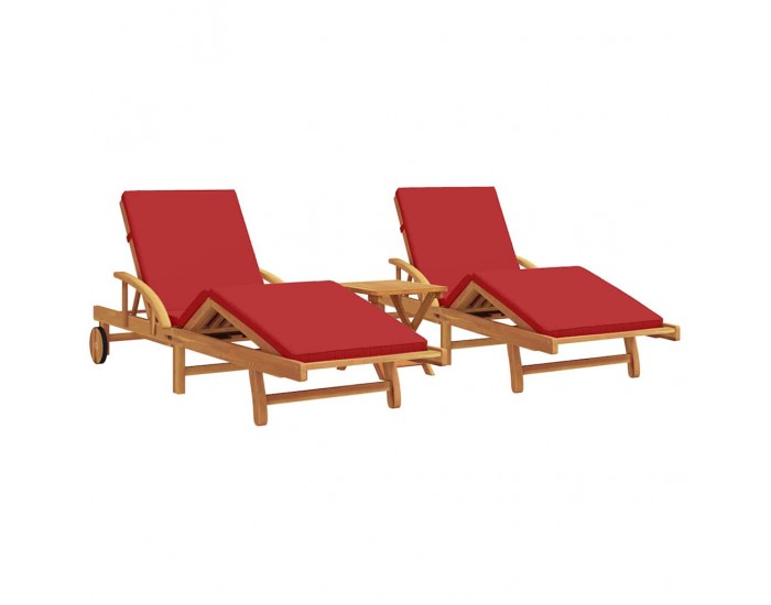 Sonata H Шезлонг 3 pcs Червено 40 x 40 x 40cm Масивна акациева дървесина