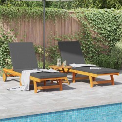 Sonata H Шезлонг 2 pcs Кафяво 63 x 199 x 85см Масивна акациева дървесина - Șezlonguri