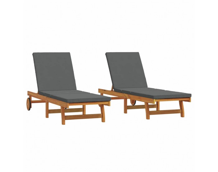 Sonata H Шезлонг 2 pcs Кафяво 63 x 199 x 85см Масивна акациева дървесина