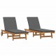 Sonata H Шезлонг 2 pcs Кафяво 63 x 199 x 85см Масивна акациева дървесина