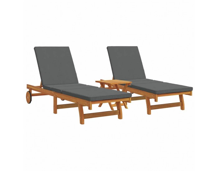 Sonata H Шезлонг 3 pcs Кафяво 40 x 40 x 40cm Масивна акациева дървесина