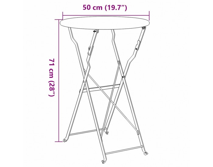 Sonata H Бистро маса Горчица Ø50x71 см Прахово боядисана стомана