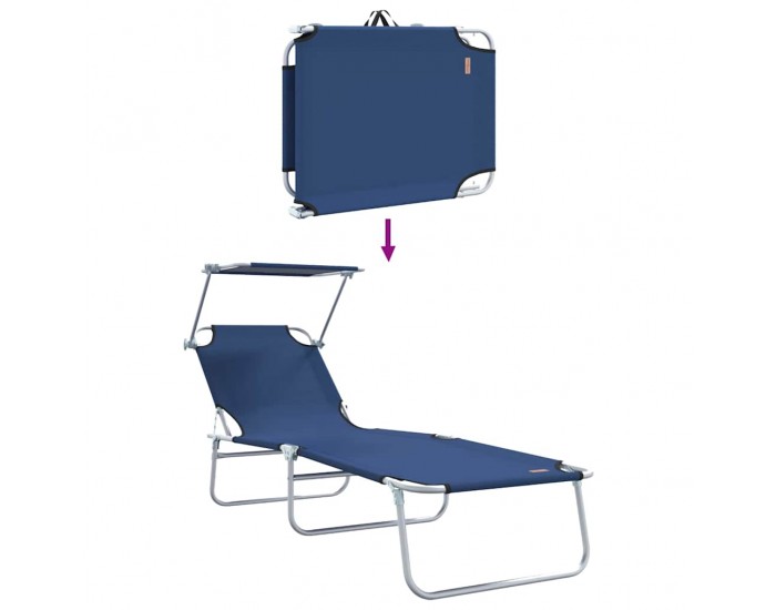 Sonata H Шезлонг 2-човек 2 pcs Синьо 58 x 188 x 77см текстил