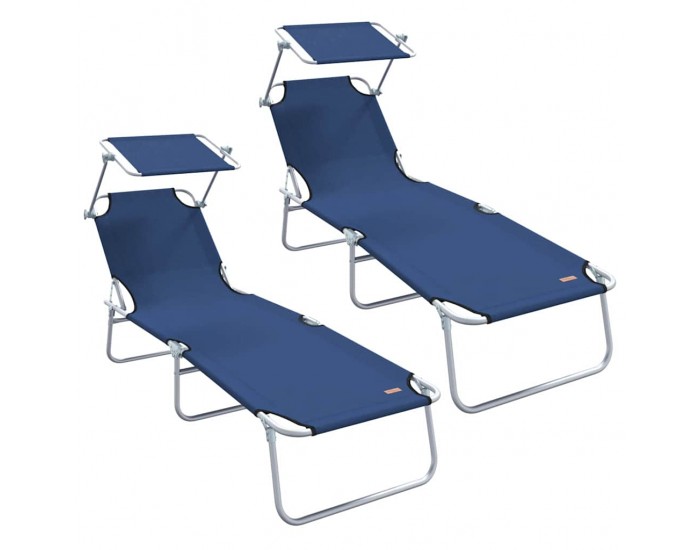 Sonata H Шезлонг 2-човек 2 pcs Синьо 58 x 188 x 77см текстил