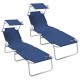 Sonata H Шезлонг 2-човек 2 pcs Синьо 58 x 188 x 77см текстил