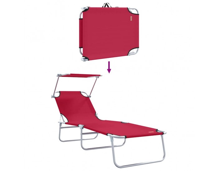 Sonata H Шезлонг 2-човек 2 pcs Червено 58 x 188 x 77см текстил
