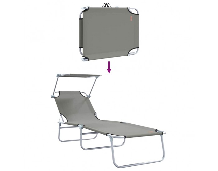 Sonata H Шезлонг 2-човек 2 pcs Сив 58 x 188 x 77см текстил